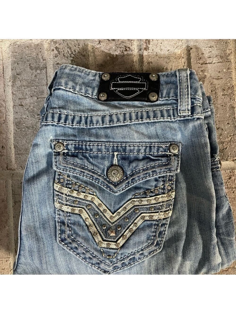 Harley-Davidson Denim Jeans with Embellished Pockets